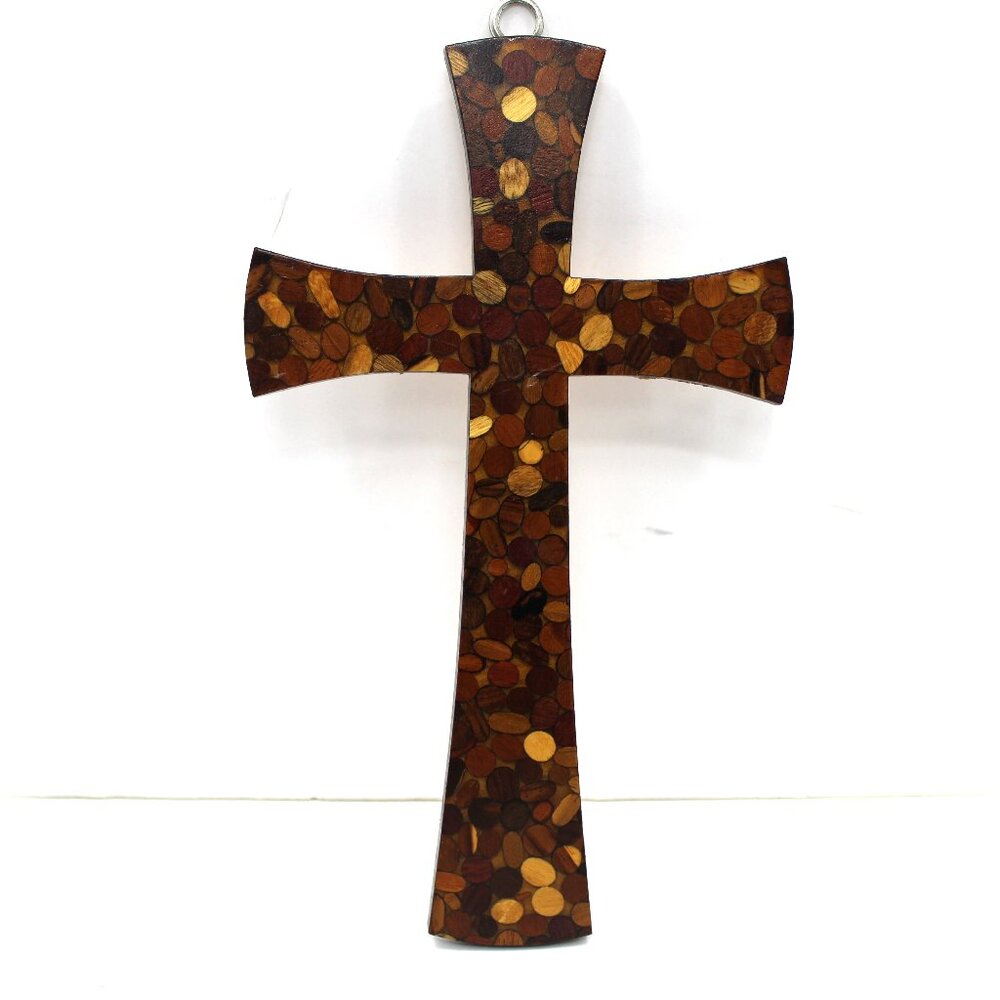 Vintage Folk Art Handcrafted Wooden Cross Pressed Wood Pieces